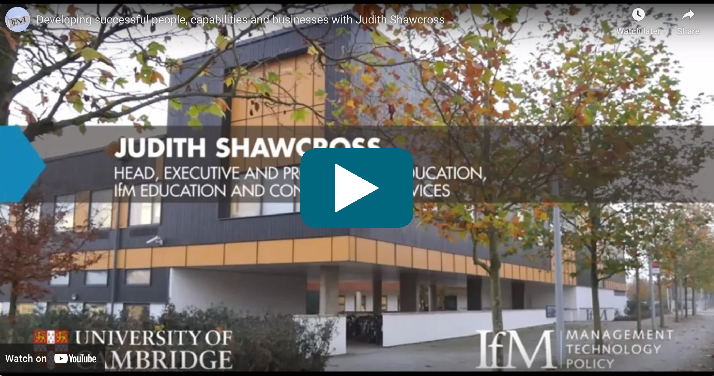 Video Thumbnail: Judith Shawcross onDeveloping successful people, capabilities and businesses