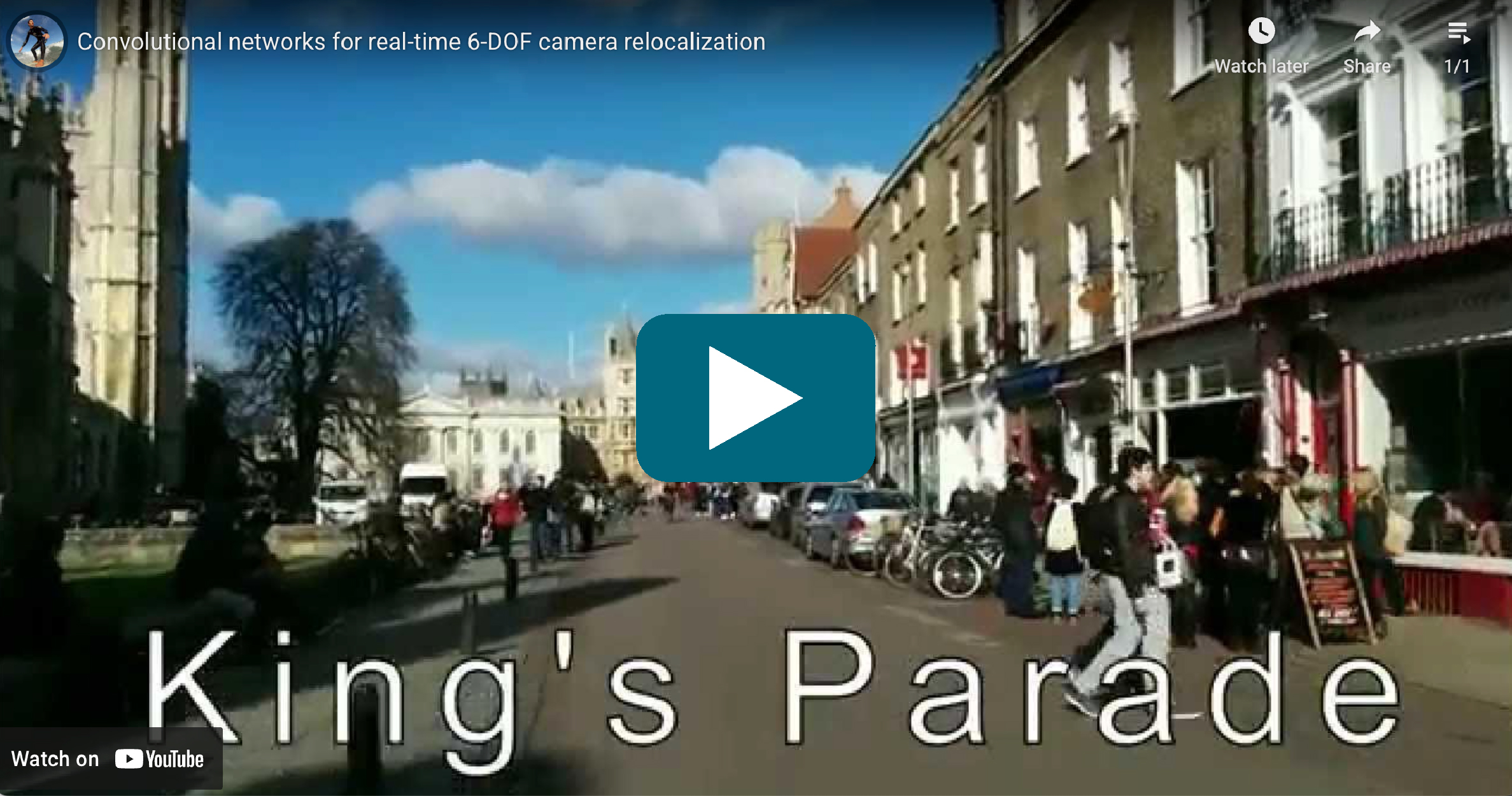 Video Thumbnail: Convolutional networks forreal-time 6-DOF camera relocalisation