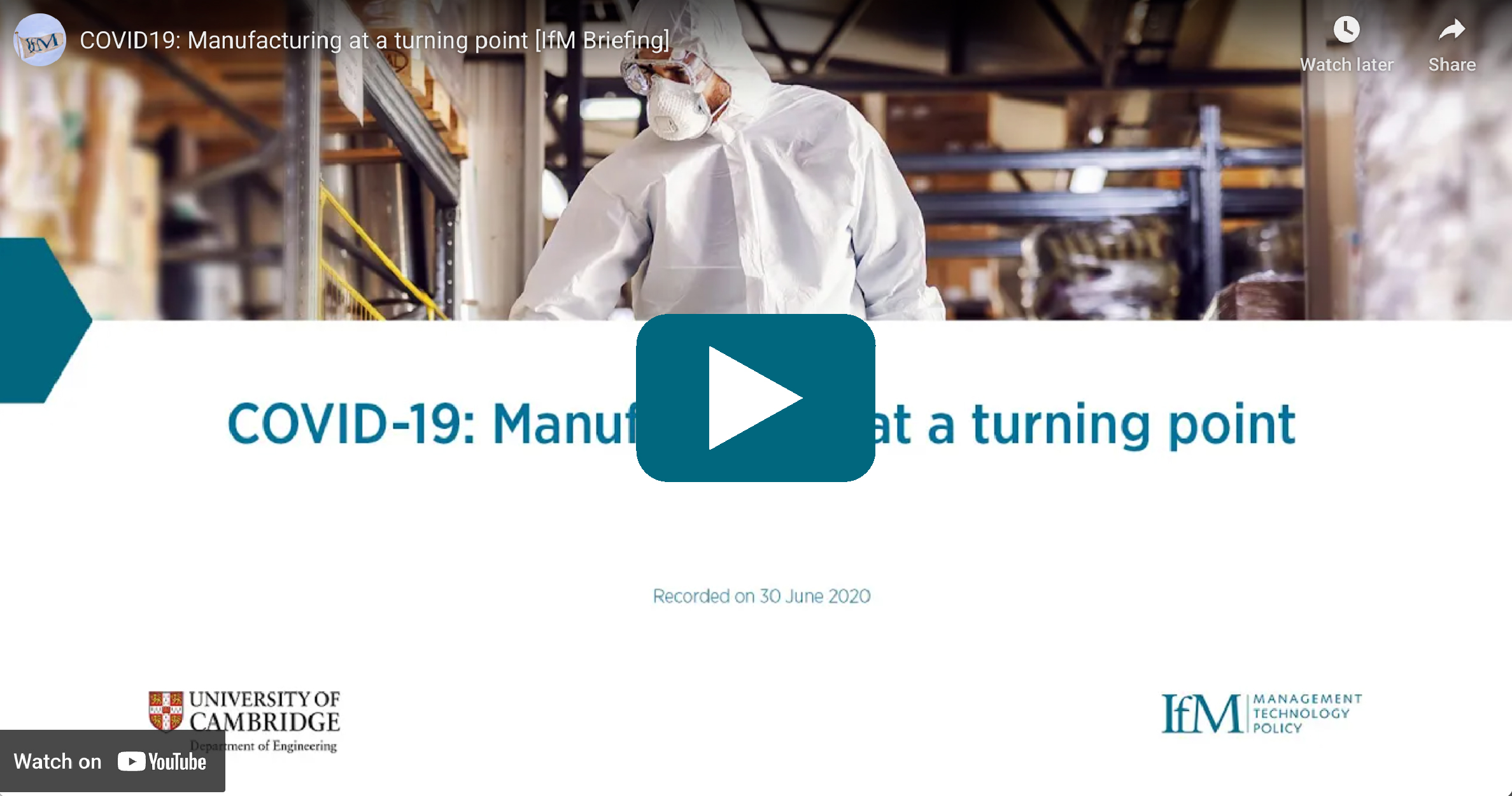 Video Thumbnail: Covid 19- Manufacturing at a turning point