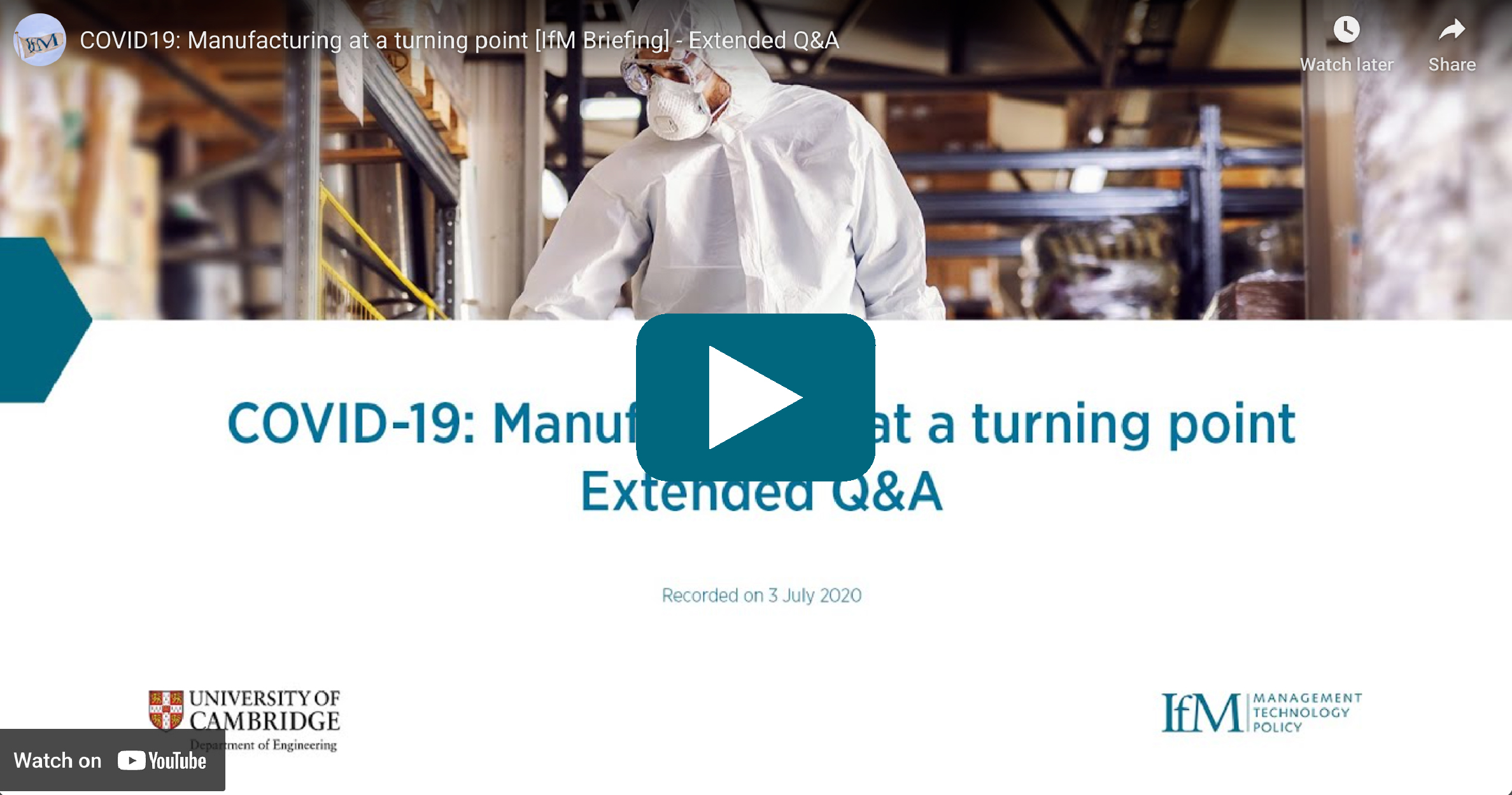 Video Thumbnail:  COVID-19: Manufacturing at a turning point- extended Q&A