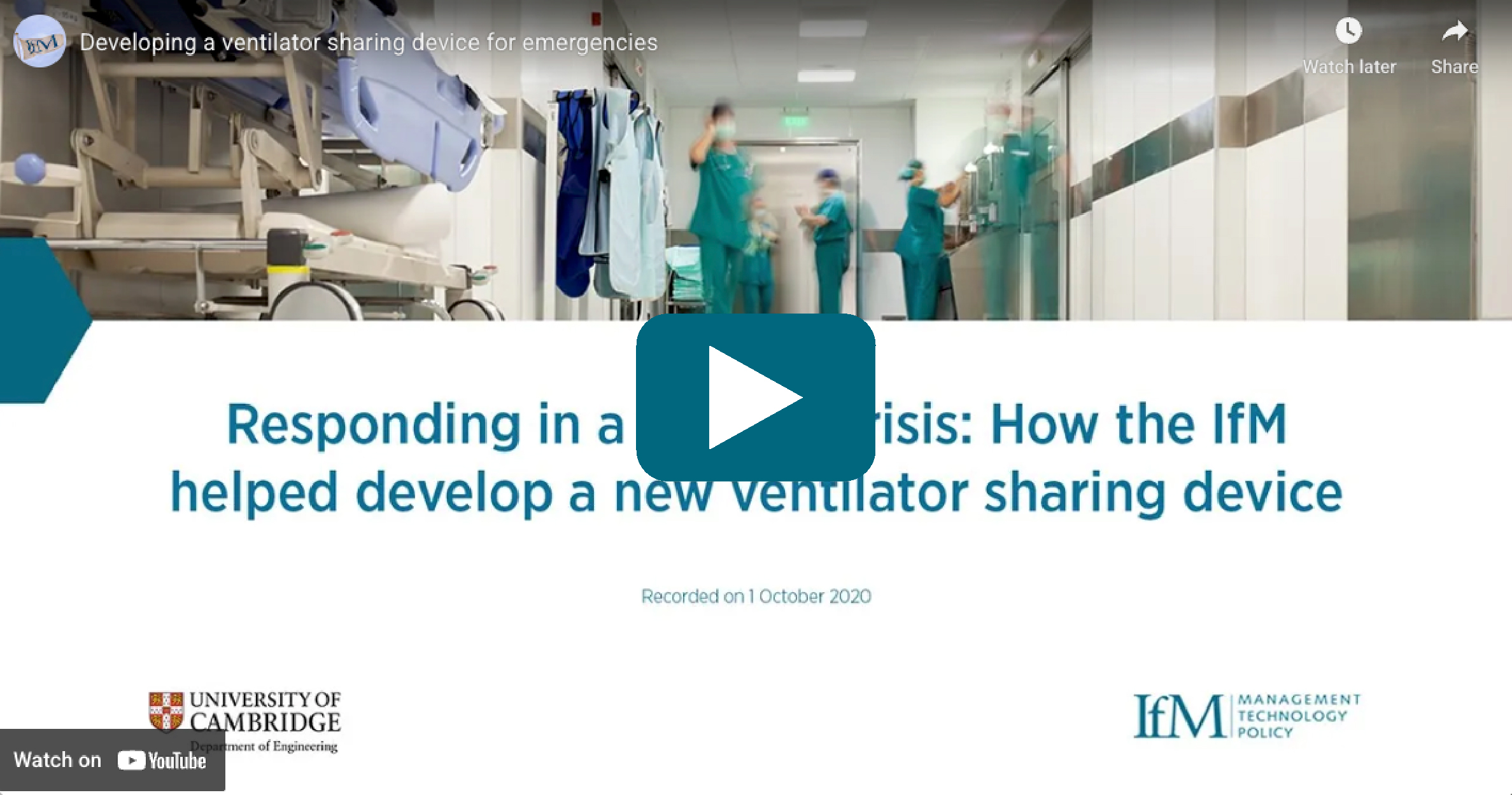 Video Thumbnail: Developing a ventilator sharing device for use in emergencies