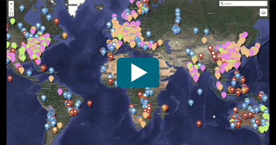 World map with location points 